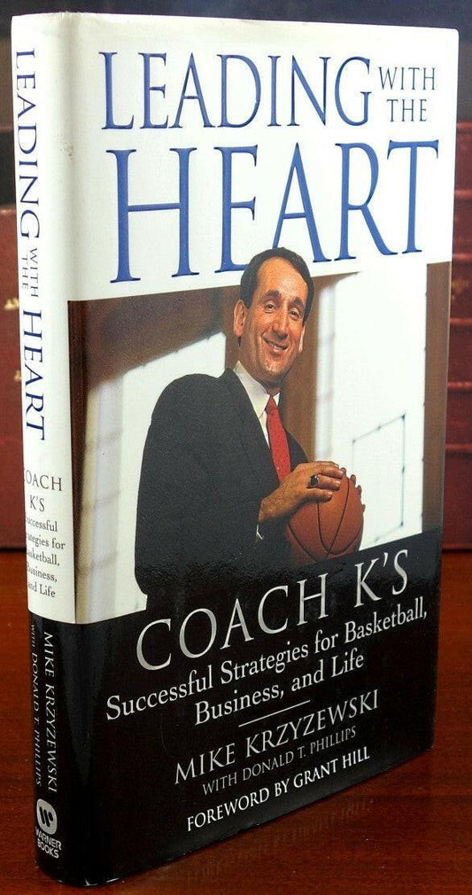 Mike Coach K Krzyzewski autographed Leading with The Heart hardcover book To Tom - AutographsForSale.com