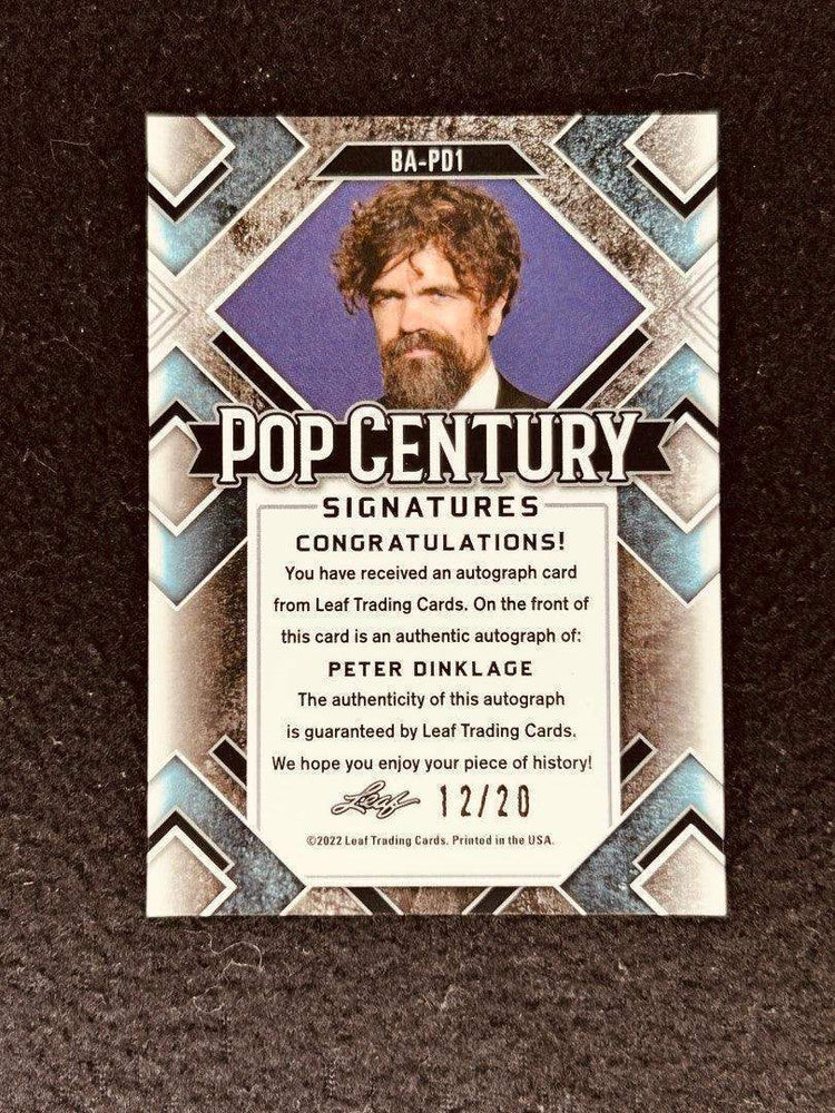 Peter Dinklage certified signed 2022 Leaf Pop Century Blue Crystal card Game of Thrones - AutographsForSale.com