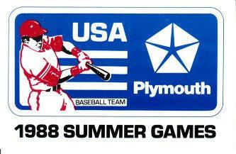 1988 USA Olympic Baseball Team original Plymouth official booster card - AutographsForSale.com