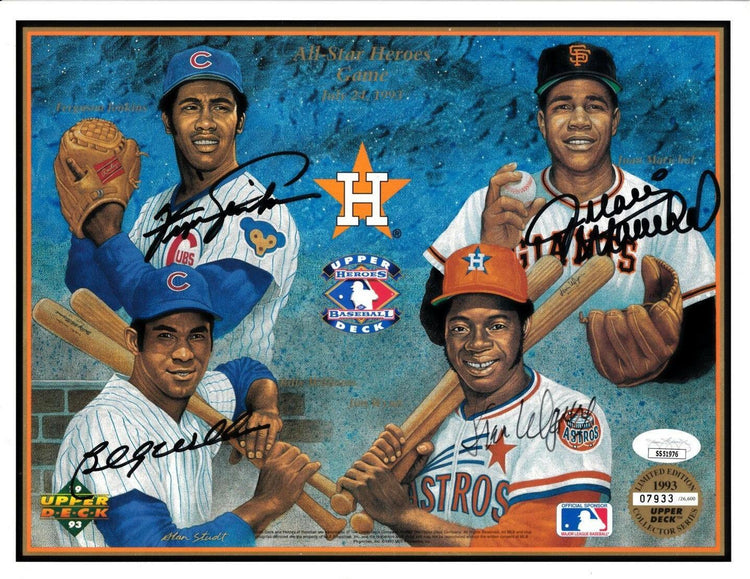 Fergie Jenkins Juan Marichal Billy Williams Jim Wynn signed Astros 1993 Upper Deck card sheet JSA - AutographsForSale.com