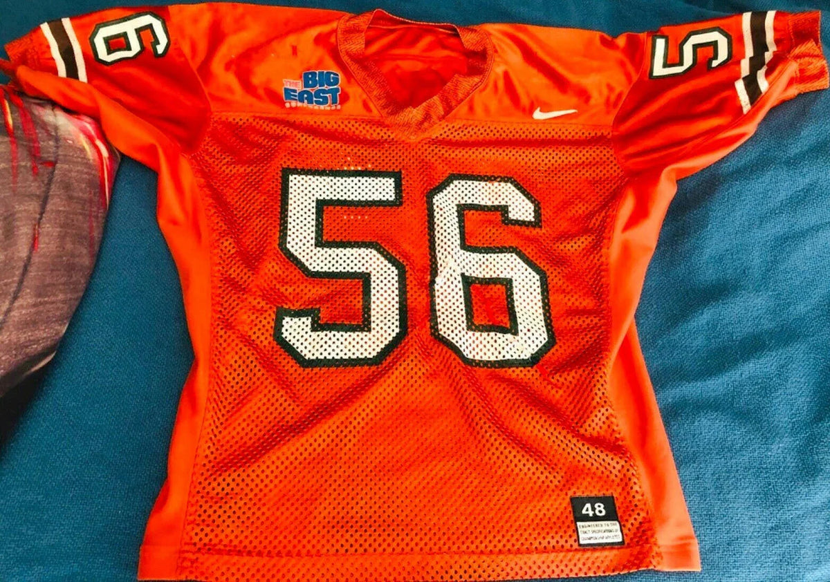 Marlin Barnes Miami Hurricanes 1995 game worn orange Nike football jersey - AutographsForSale.com