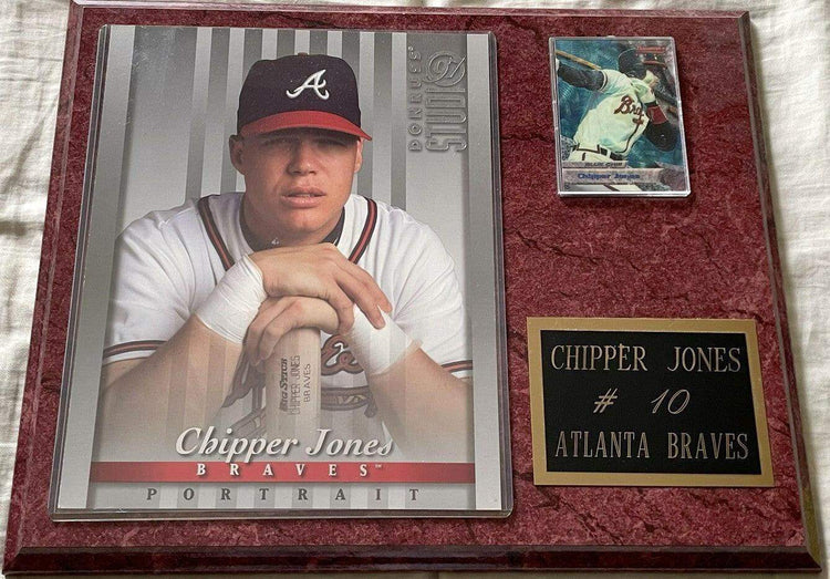 Chipper Jones Braves 1997 Studio 8x10 photo & 1994 Bowman’s Best card plaque - AutographsForSale.com