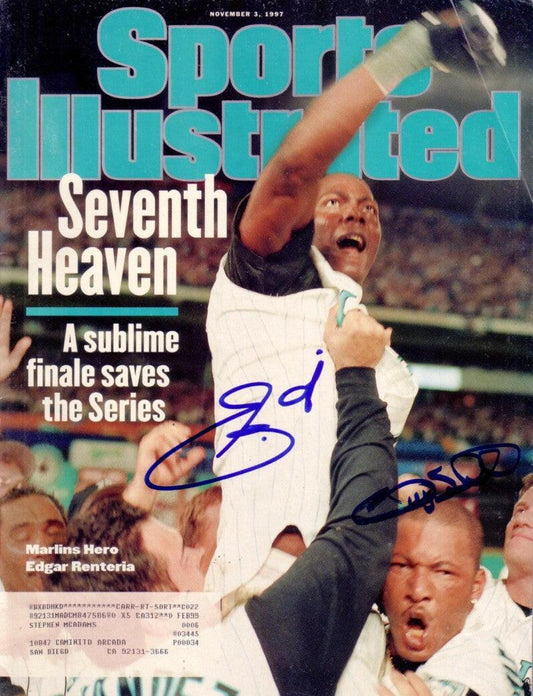 Gary Sheffield & Edgar Renteria signed 1997 Marlins World Series Sports Illustrated JSA - AutographsForSale.com