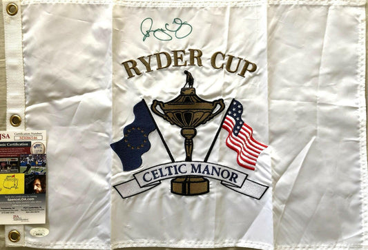 Rory McIlroy autographed 2010 Ryder Cup embroidered golf pin flag JSA - AutographsForSale.com