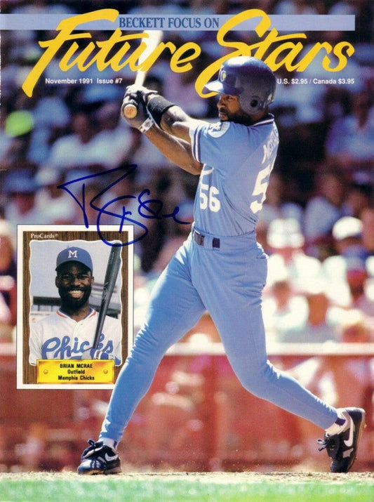 Brian McRae signed Kansas City Royals 1991 Beckett cover - AutographsForSale.com