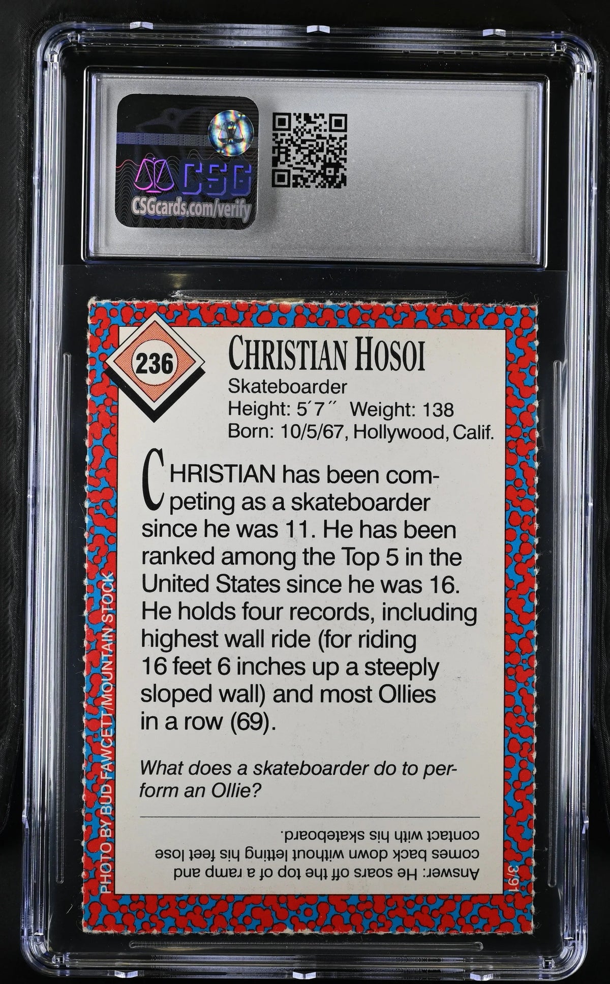 Christian Hosoi 1991 Sports Illustrated for Kids skateboarding Rookie Card CSG graded 8 - AutographsForSale.com