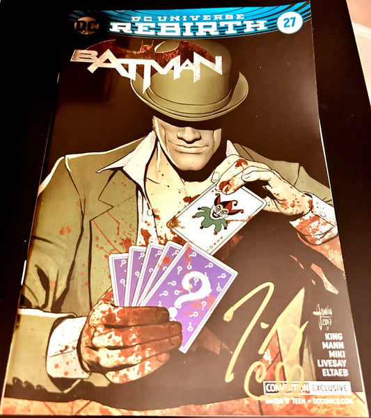 Tom King Clay Mann signed Batman 27 2017 SDCC Foil Variant DC comic book - AutographsForSale.com