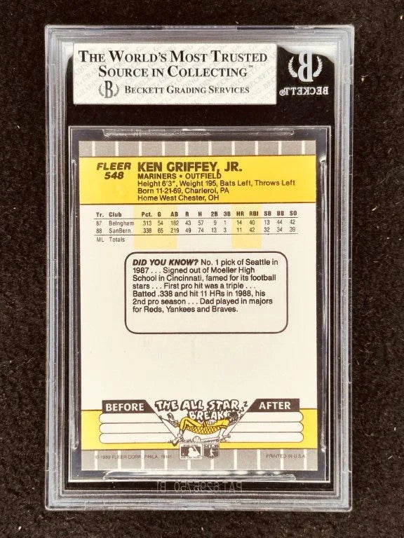 Ken Griffey Jr. Seattle Mariners 1989 Fleer Rookie Card BGS Graded 8 NrMt-Mt - AutographsForSale.com