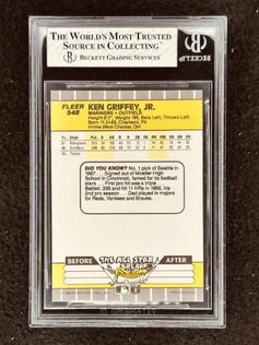 Ken Griffey Jr. Seattle Mariners 1989 Fleer Rookie Card BGS Graded 8 NrMt-Mt - AutographsForSale.com