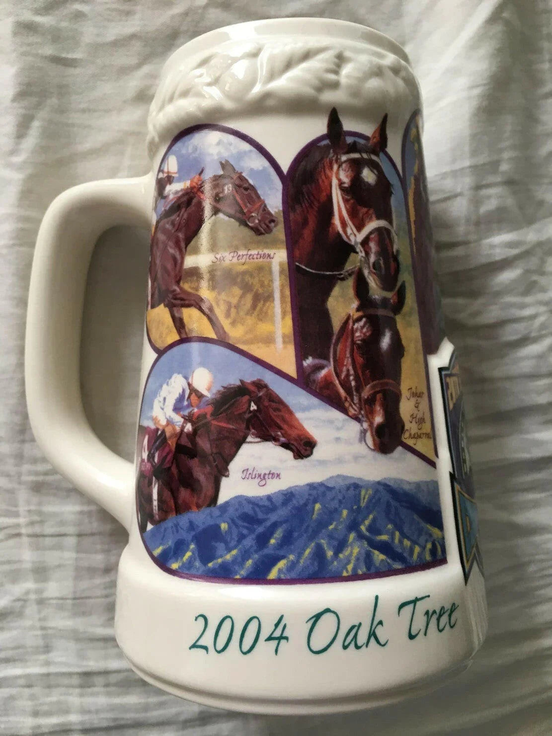 Breeders Cup 20th Anniversary 2004 Oak Tree Santa Anita Ceramic Beer Stein - AutographsForSale.com