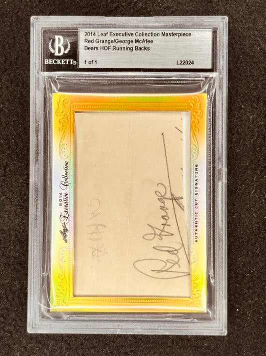 Red Grange & George McAfee 2014 Leaf Masterpiece Cut Signature certified signed card 1/1 JSA Chicago Bears - AutographsForSale.com