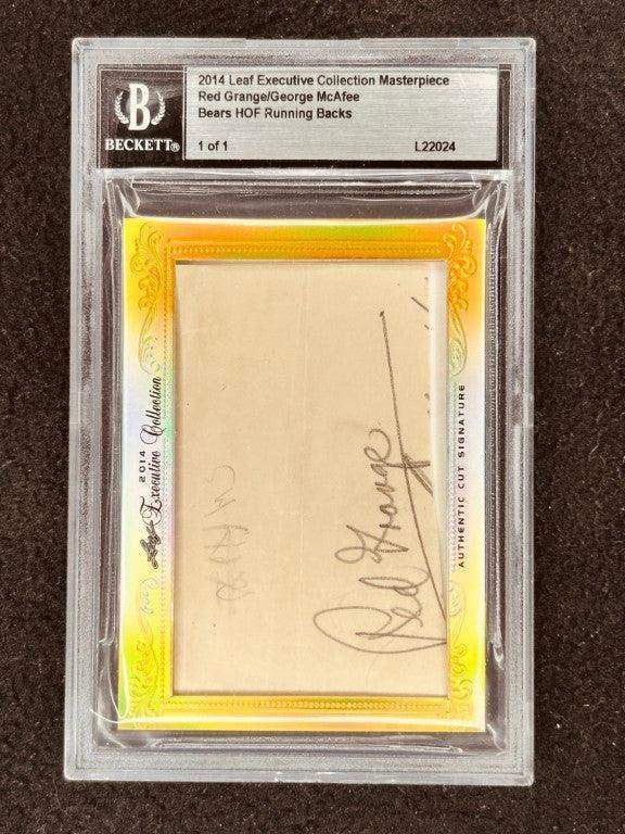 Red Grange & George McAfee 2014 Leaf Masterpiece Cut Signature card 1/1 JSA Chicago Bears - AutographsForSale.com