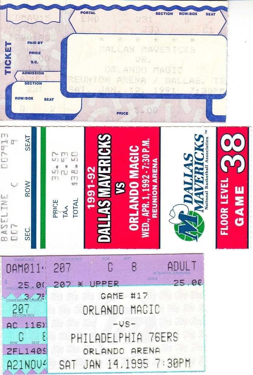 Orlando Magic 3 vintage 90s ticket stubs (Shaquille O'Neal) - AutographsForSale.com