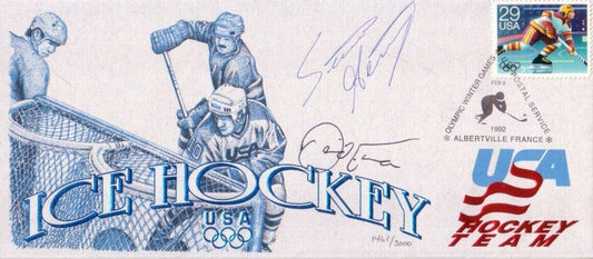 David Emma Steve Heinze signed 1992 US Olympic hockey USPS cachet - AutographsForSale.com