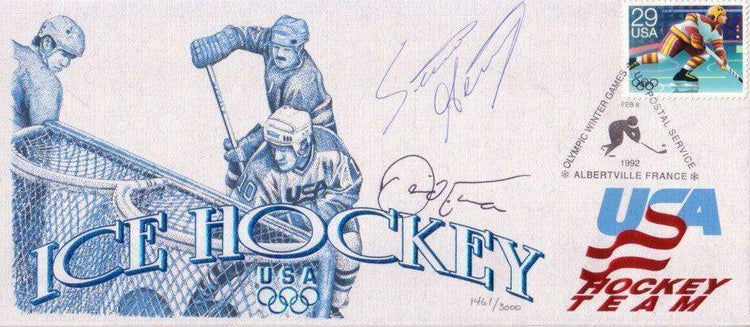 David Emma Steve Heinze signed 1992 US Olympic hockey USPS cachet - AutographsForSale.com