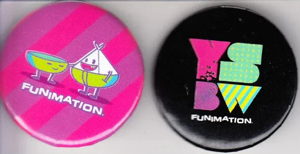 Funimation set of 2 different 2013 Comic-Con buttons or pins - AutographsForSale.com