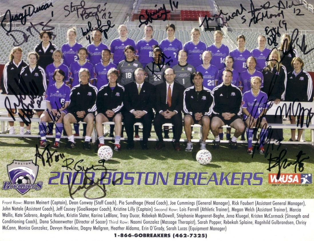 2003 WUSA Boston Breakers team signed soccer photo Kristine Lilly - AutographsForSale.com