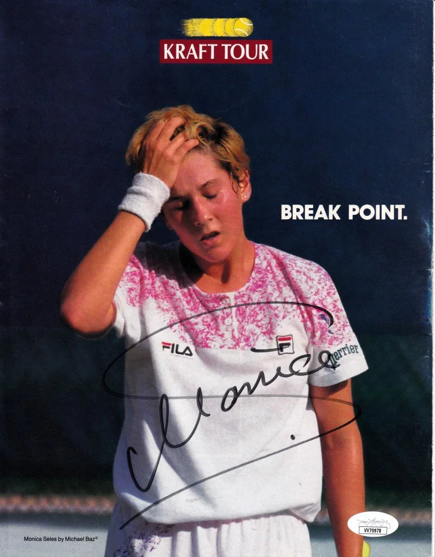 Monica Seles autographed tennis magazine full page photo JSA - AutographsForSale.com
