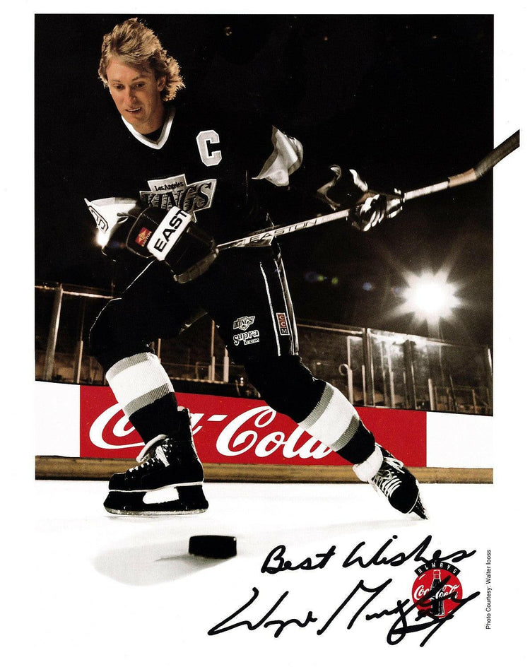 Wayne Gretzky Los Angeles Kings 1990s 8x10 Coke promotional photo with Autopen Signature - AutographsForSale.com