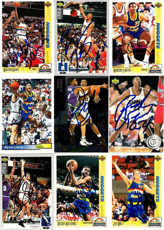 9 Denver Nuggets autographed 1990s cards Walter Davis Bryant Stith Reggie Williams - AutographsForSale.com
