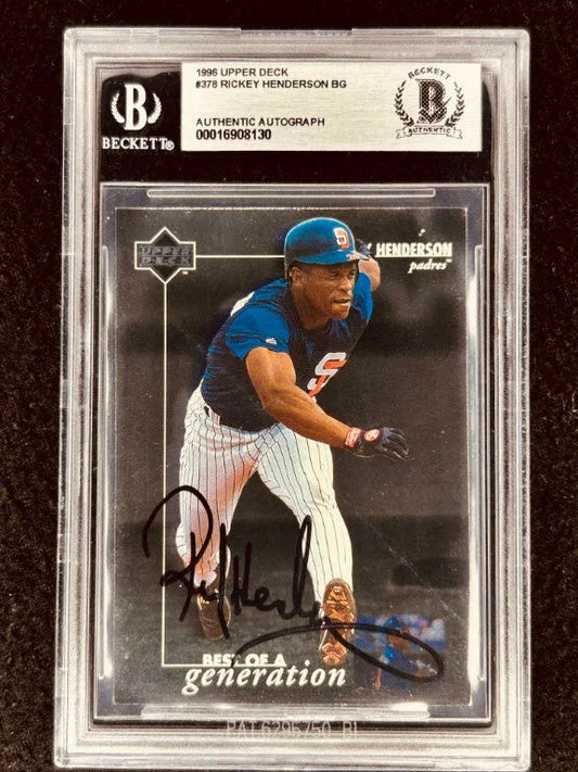 Rickey Henderson autographed San Diego Padres 1996 Upper Deck card BAS - AutographsForSale.com