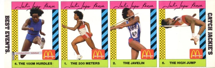 Jackie Joyner Kersee 1990 McDonald’s Uncut 4 card Sports Tips promo Strip - AutographsForSale.com