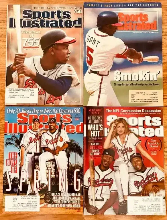 4 Atlanta Braves Sports Illustrated magazines Hank Aaron Freddie Freeman Kate Upton - AutographsForSale.com
