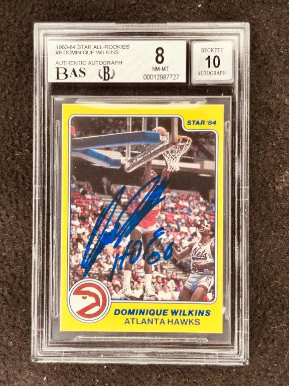 Dominique Wilkins autographed Atlanta Hawks 1983-84 Star All Rookies Rookie Card BGS 8 BAS - AutographsForSale.com