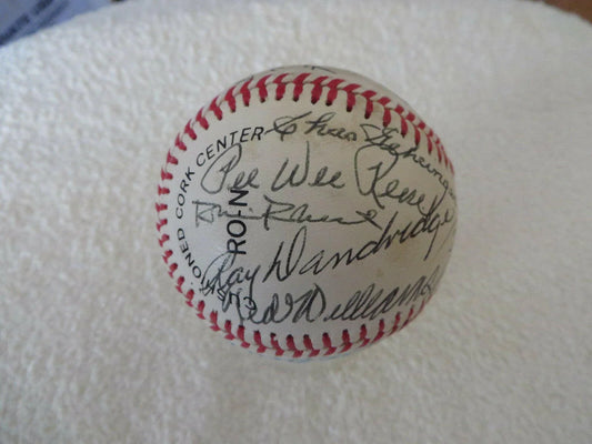 25 Hall of Famers signed NL baseball Ted Williams Ernie Banks Lefty Gomez Stan Musial Pee Wee Reese JSA - AutographsForSale.com