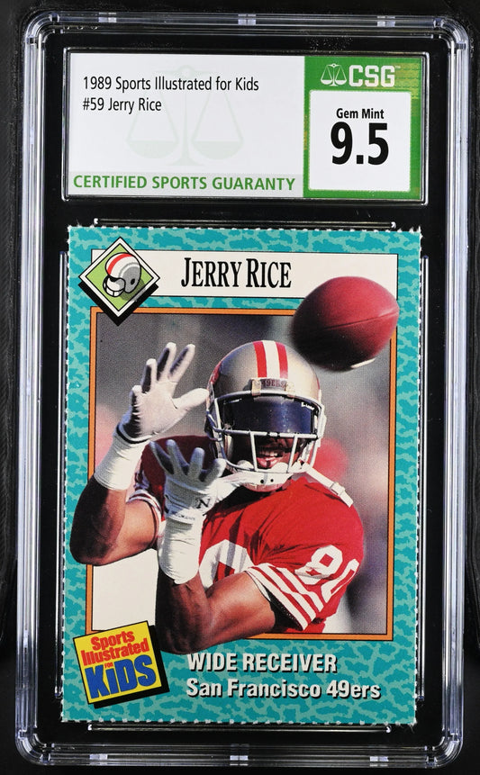 Jerry Rice SF 49ers 1989 SI for Kids card CSG 9.5 MT+ - AutographsForSale.com
