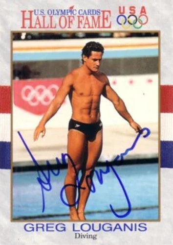 Greg Louganis signed 1991 US Olympic Hall of Fame diving card - AutographsForSale.com