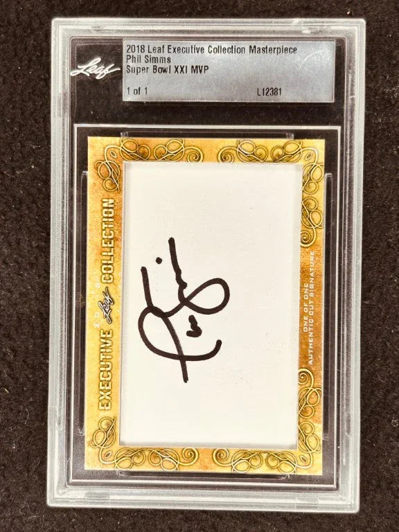 Phil Simms 2018 Leaf Masterpiece Cut Signature certified signed card 1/1 JSA NY Giants - AutographsForSale.com