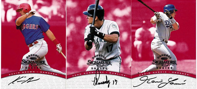 3 1997 Donruss Signature certified signed cards Karim Garcia Kevin Brown Todd Dunwoody - AutographsForSale.com