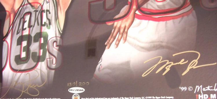 Michael Jordan Wilt Chamberlain Larry Bird Dr. J signed UDA Decade Legends litho framed - AutographsForSale.com