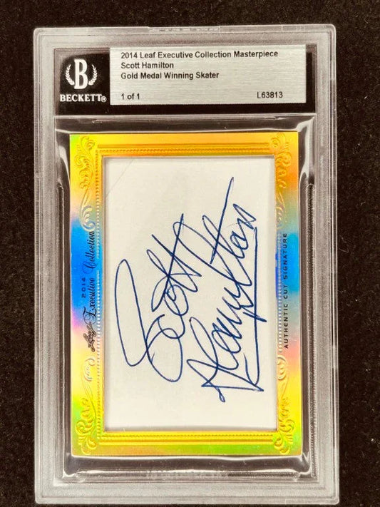 Scott Hamilton 2014 Leaf Masterpiece Cut Signature card 1/1 - AutographsForSale.com