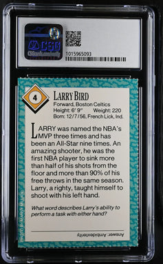 Larry Bird Celtics 1989 SI for Kids card CSG 9 MT - AutographsForSale.com