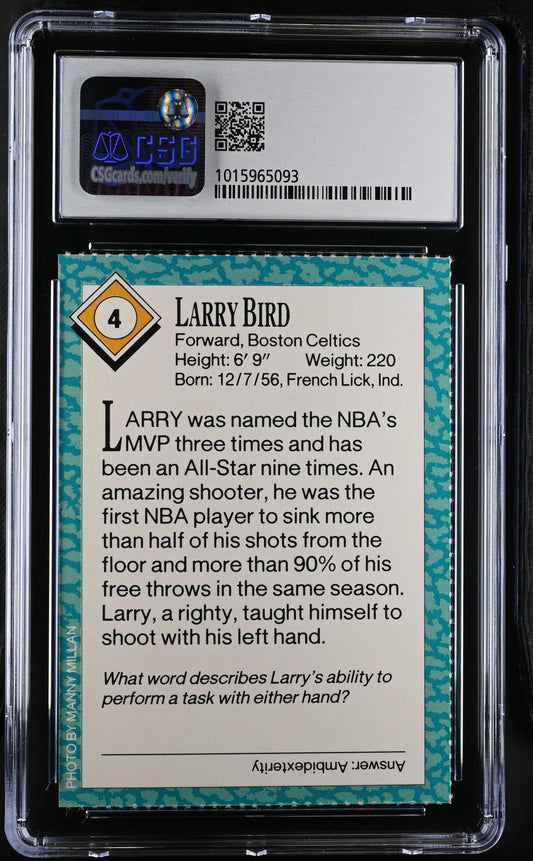 Larry Bird Celtics 1989 SI for Kids card CSG 9 MT - AutographsForSale.com