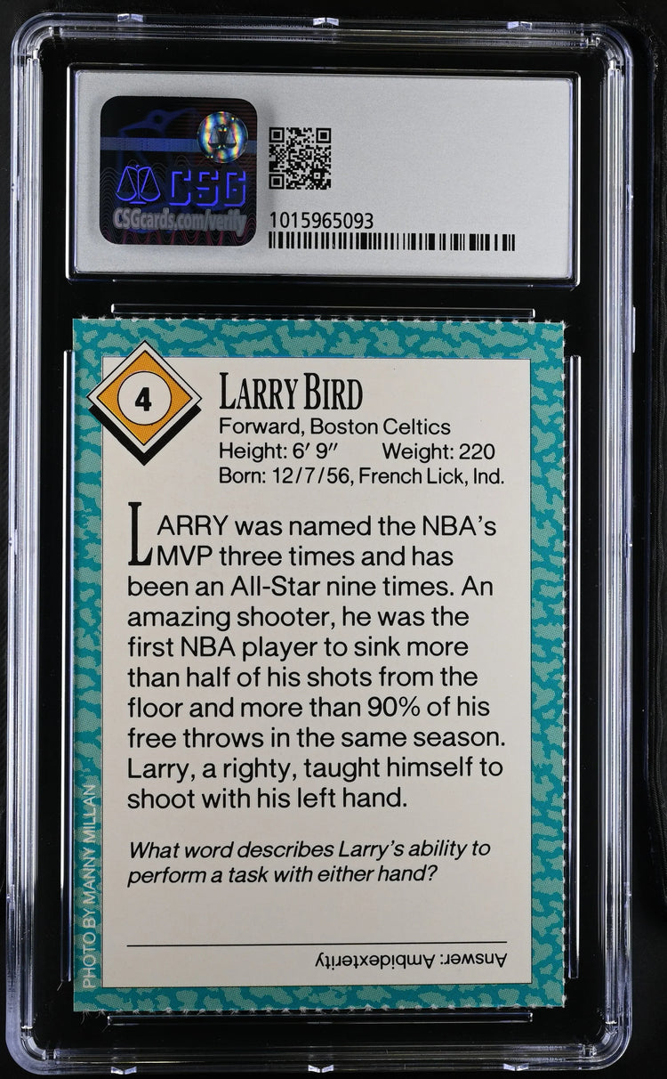 Larry Bird Celtics 1989 SI for Kids card CSG 9 MT - AutographsForSale.com