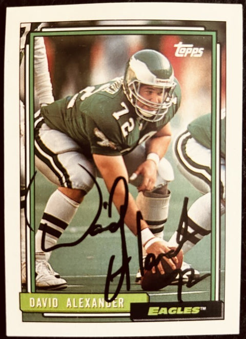 David Alexander autographed Philadelphia Eagles 1992 Topps football card - AutographsForSale.com