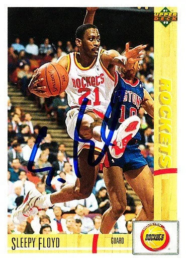 Sleepy Floyd signed Houston Rockets 1991-92 Upper Deck card - AutographsForSale.com