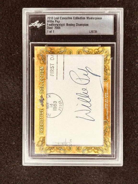 Willie Pep 2018 Leaf Masterpiece Cut Signature certified autograph boxing card 1/1 JSA - AutographsForSale.com