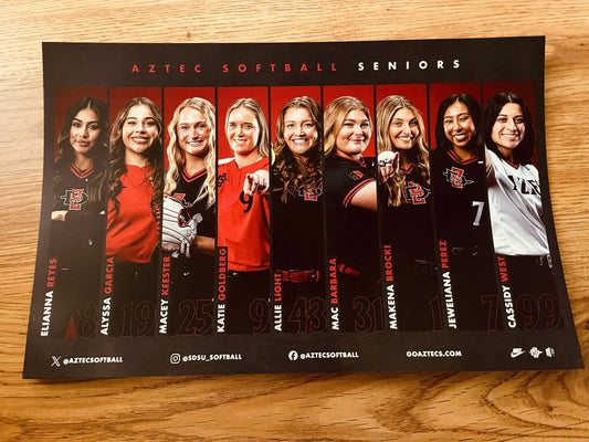 Set of 2 2024 San Diego State Aztecs Softball Team posters - AutographsForSale.com