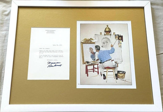 Norman Rockwell signed 1972 letter framed 8x10 self portrait print JSA - AutographsForSale.com