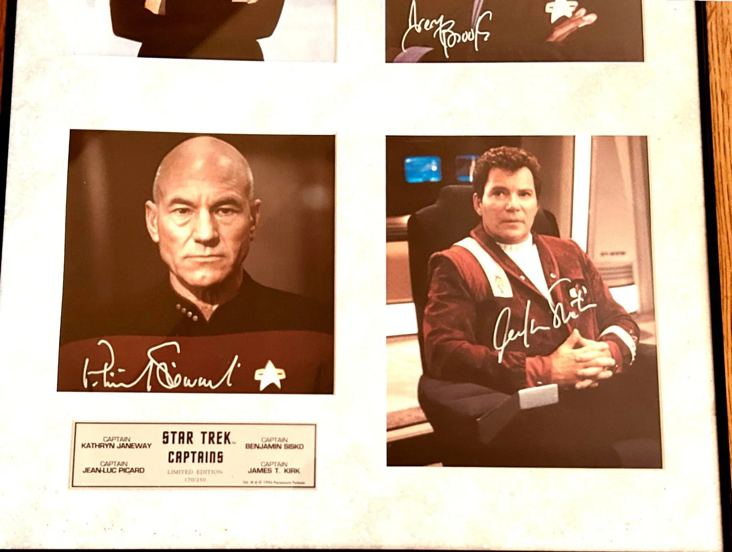 Star Trek Captains autographed 8x10 photos framed William Shatner Patrick Stewart Avery Brooks Kate Mulgrew ltd edit 250 - AutographsForSale.com