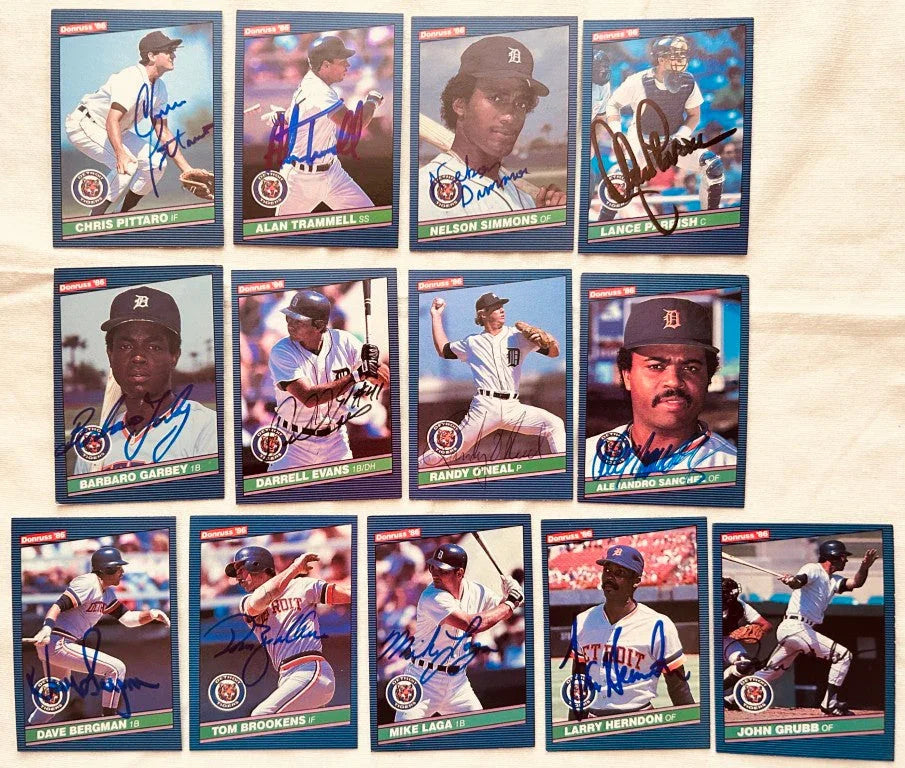 13 signed 1986 Donruss Detroit Tigers cards Alan Trammell Darrell Evans Lance Parrish - AutographsForSale.com