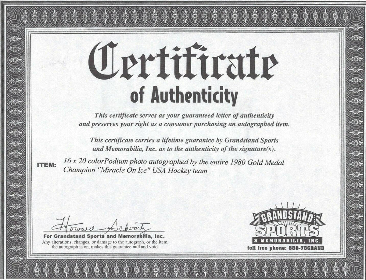 1980 US Olympic hockey team signed Medal Ceremony 16x20 photo framed - AutographsForSale.com