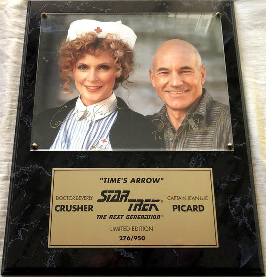 Patrick Stewart & Gates McFadden signed Star Trek Next Generation 8x10 photo plaque - AutographsForSale.com