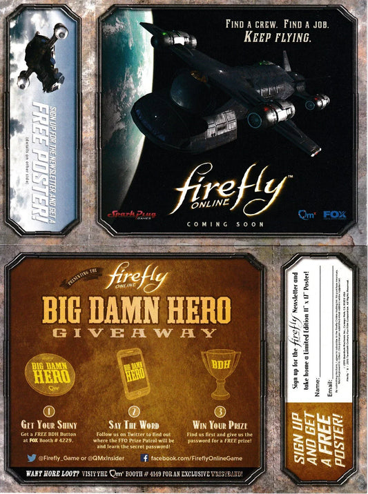 Firefly Online video game 2015 San Diego Comic-Con promo 4x6 card - AutographsForSale.com