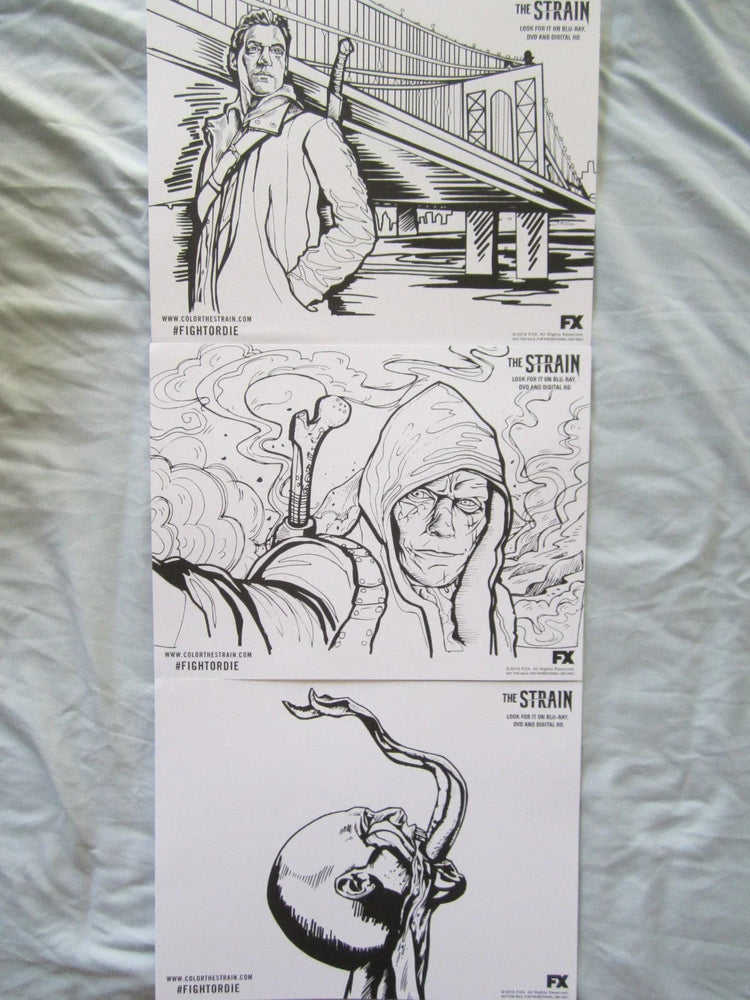 The Strain 2016 San Diego Comic-Con set of 3 promo coloring pages or sheets - AutographsForSale.com