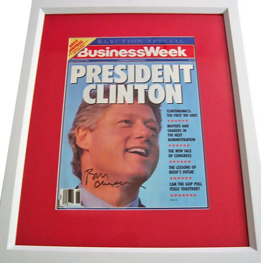 Bill Clinton autographed 1992 Business Week cover framed JSA - AutographsForSale.com